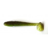 Силіконова приманка на хижу рибу, Taipan Slim View Fat, 3,3 дюйма, 6шт/уп, колір №13 Green pumpkin сhartrease neon